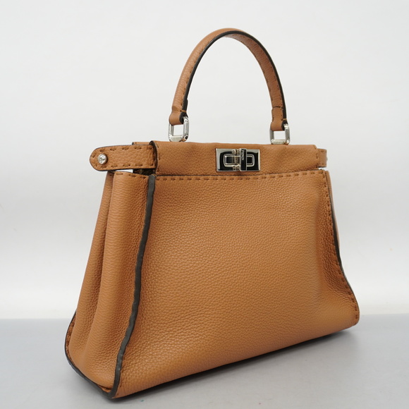 Auth Fendi Selleria 2way Bag Peekaboo Women's Leather Handbag,Shoulder Bag Brown - Picture 2 of 12